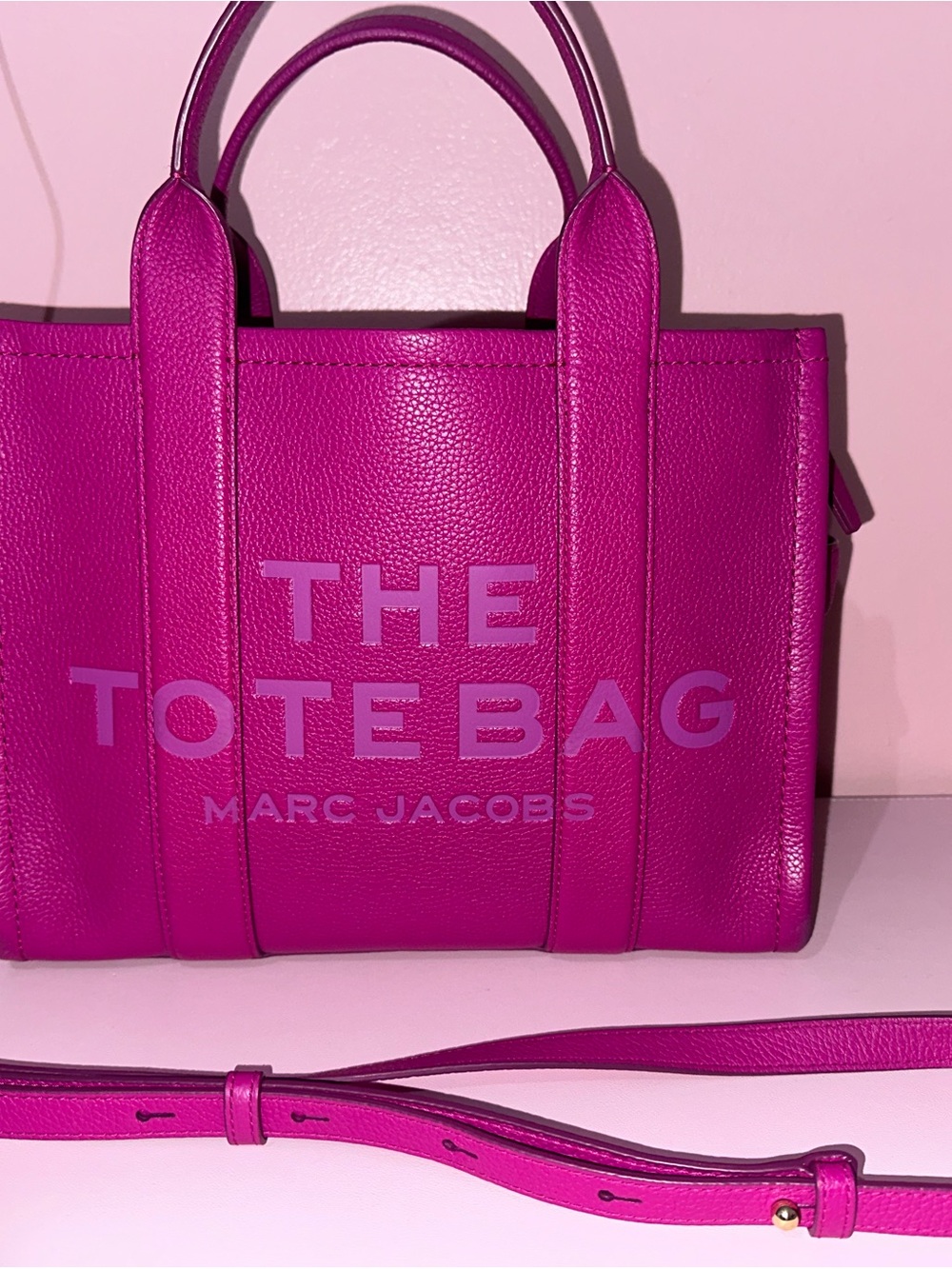 Marc Jacobs Pebbled Leather Tote in Fuchsia Pink